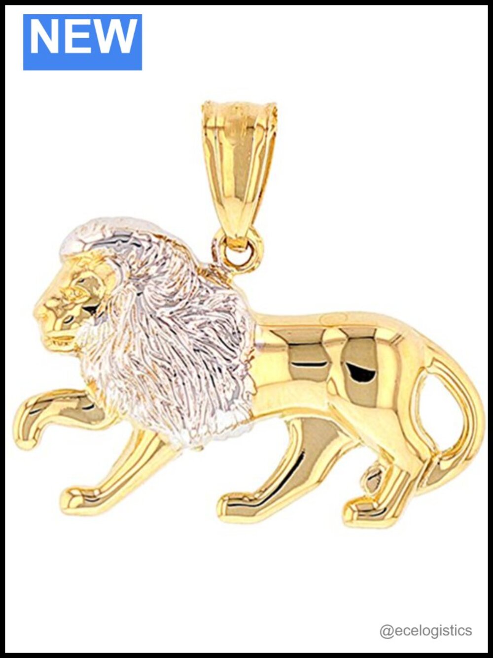 14k Gold Lion Pendant Leo Zodiac Charm High Polish Handmade